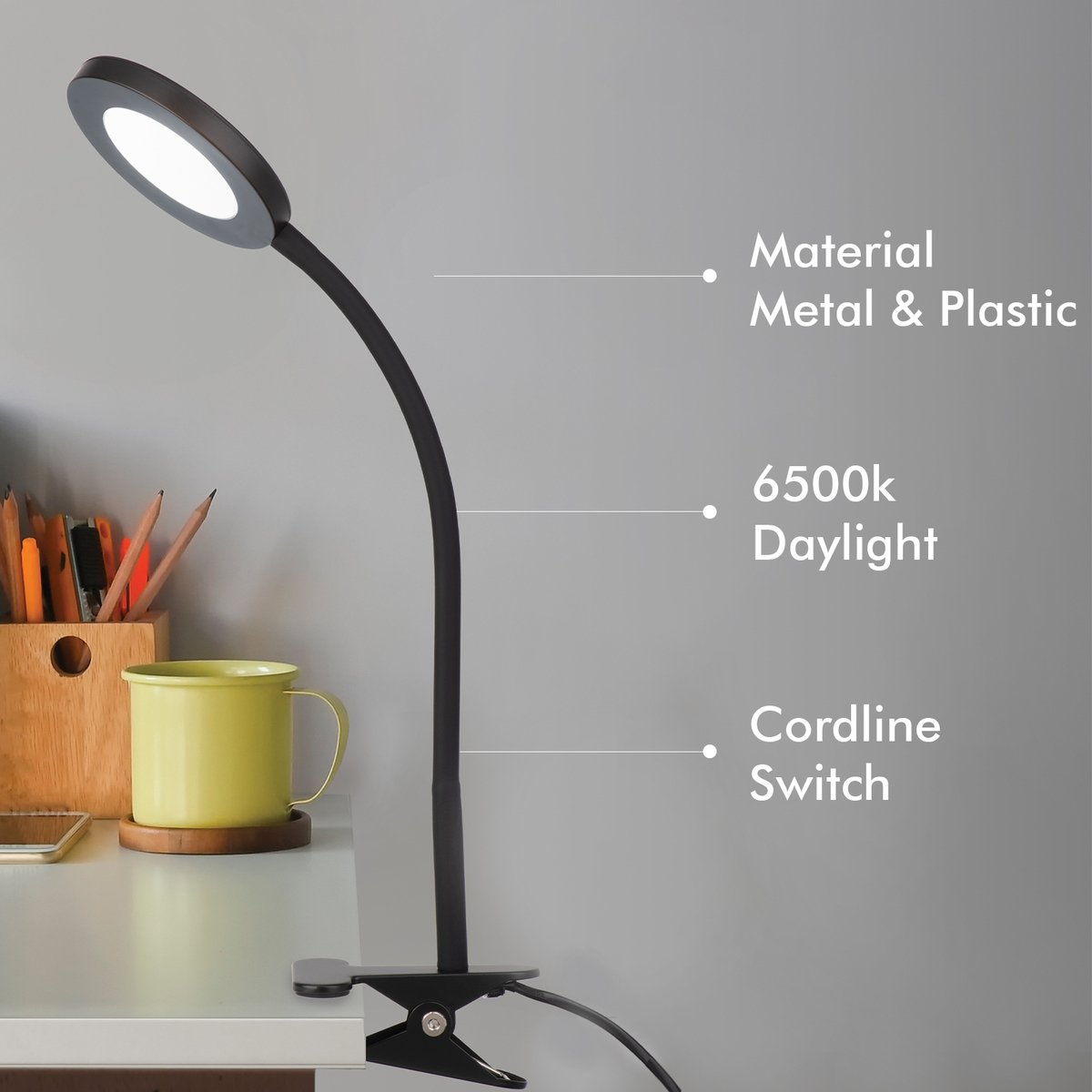 Verve Design Black Dalton Desk Clamp Lamp 6W LED ATL347BK