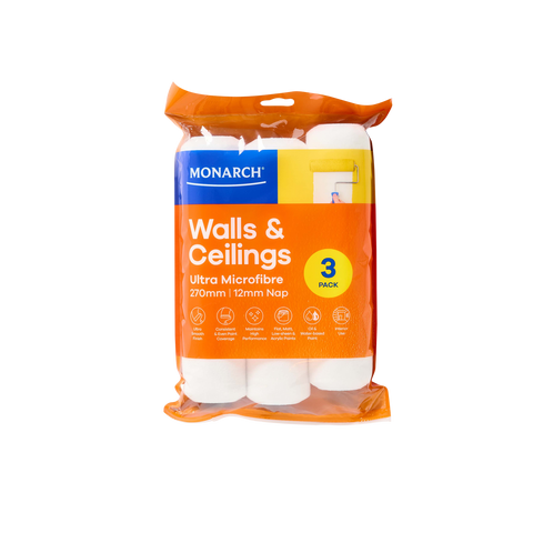 Monarch 270mm Walls and Ceilings Roller Covers 3 Pack - 12mm Microfibre