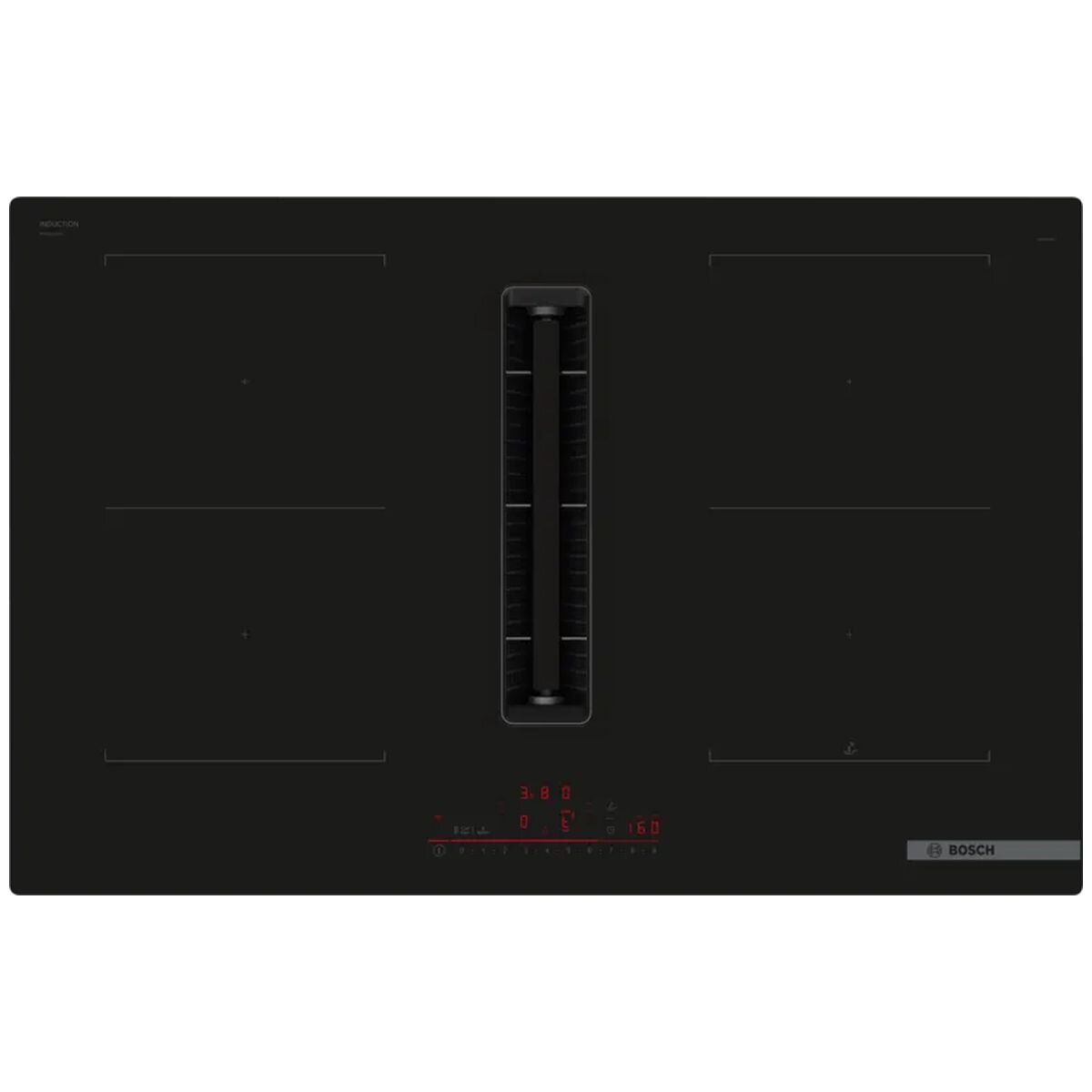 Bosch 80cm Series 6 Induction Cooktop with Downdraft Ventilation - Black Glass, Home Connect - PVQ811H26E