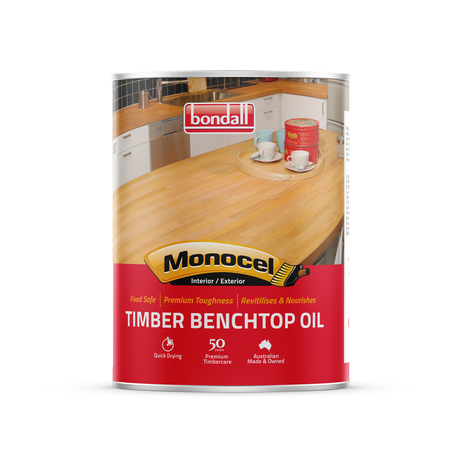 Bondall Monocel Timber Bench Top Oil 500ml - Waterproof Matte Interior Benchtop Finish