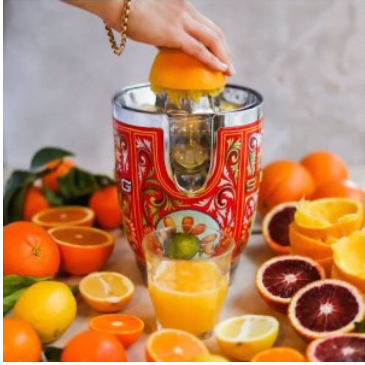 Smeg 50's Style Citrus Juicer - Sicily Is My Love Design, Anti-Drip Spout, Protective Dust Lid - CJF01DGAU