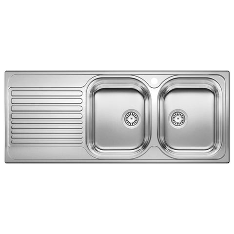 Blanco TIPO 8S double bowl topmount sink - left hand drainer, brushed stainless steel - 528228