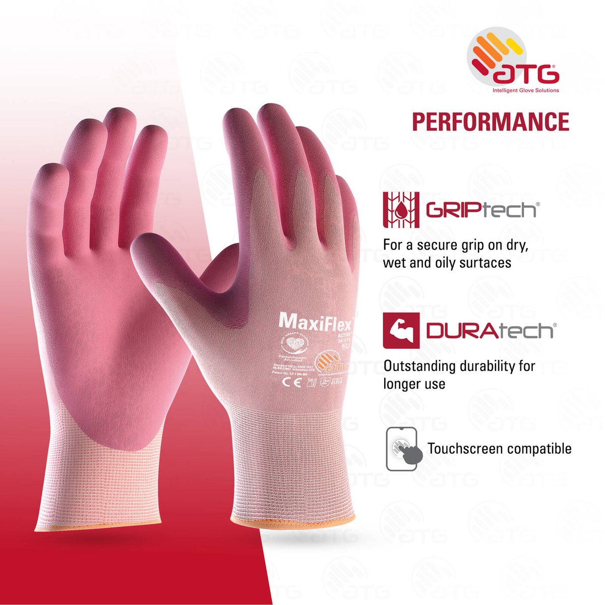 ATG MaxiFlex Active Machine Washable Work Gloves - Large