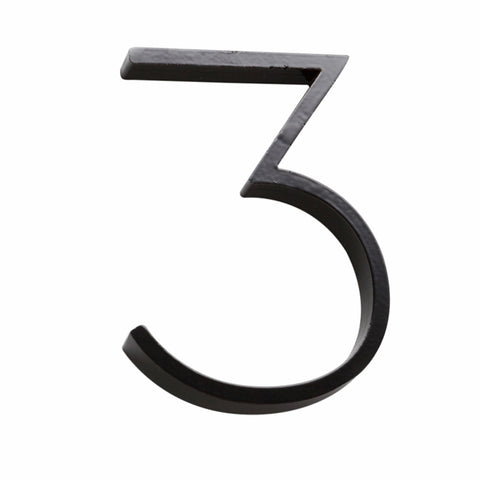Sandleford Slimline House Number 3 120mm Black Steel, Powder Coated Weather Resistant