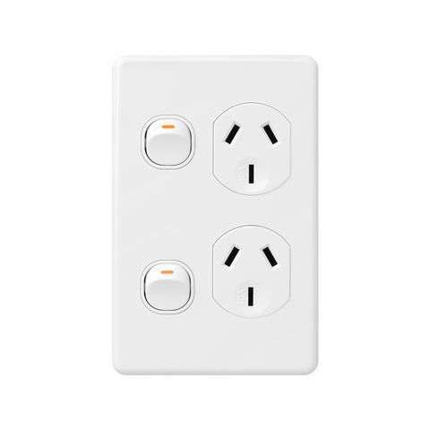 DETA X6 Double Vertical Power Point White Polycarbonate 10A 250V