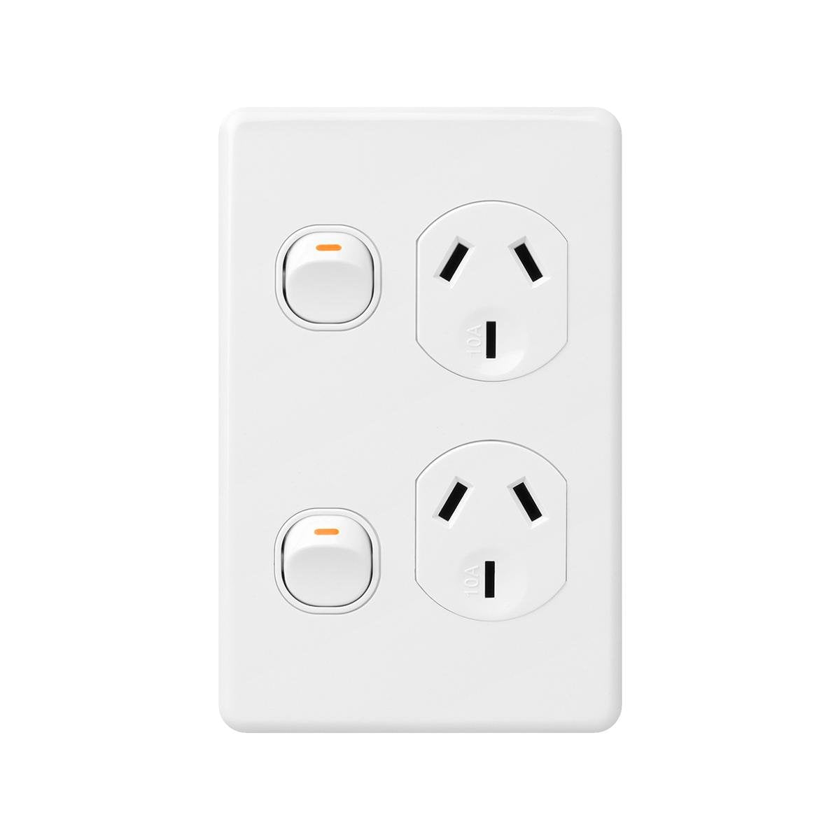 DETA X6 Double Vertical Power Point White Polycarbonate 10A 250V