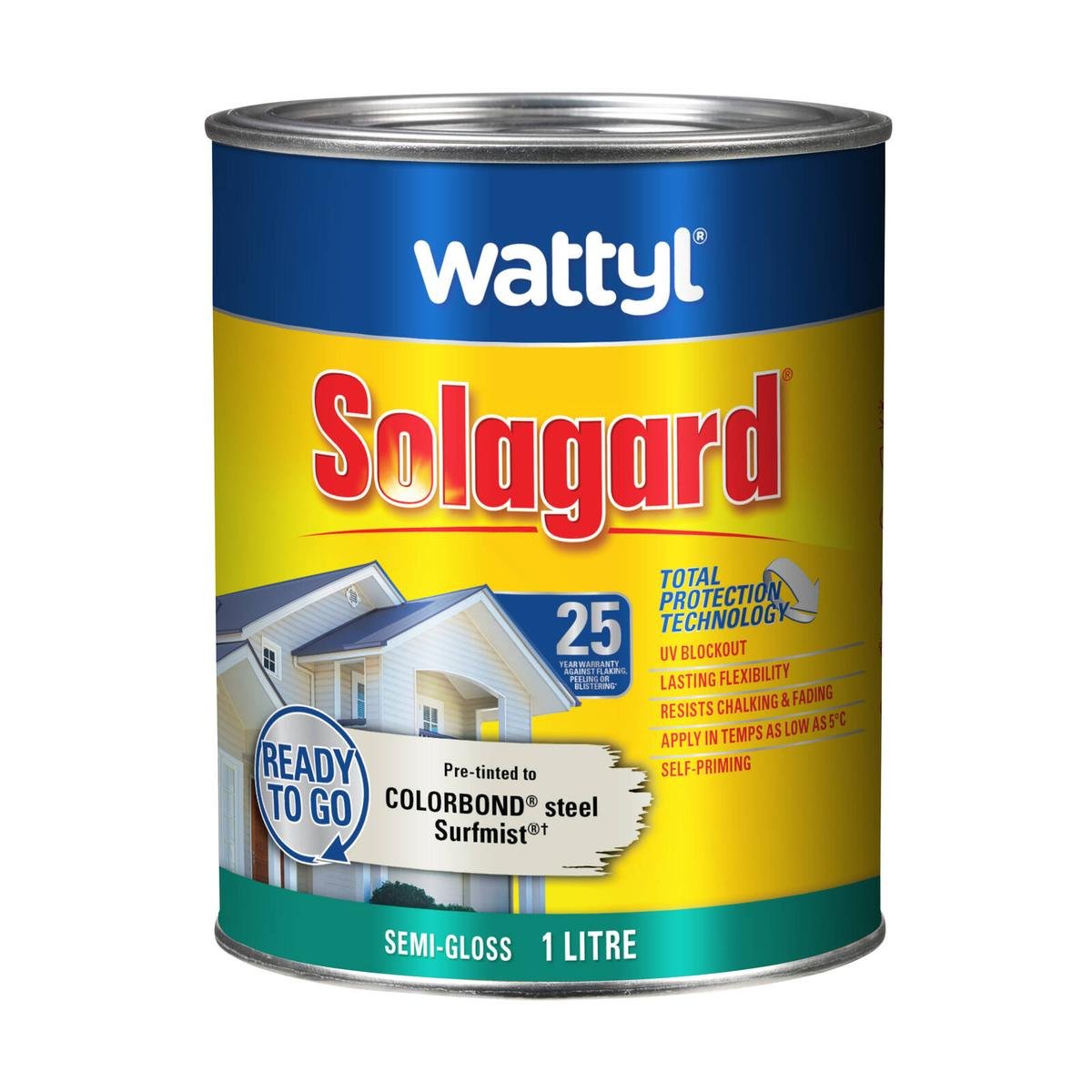 Wattyl Solagard 1L Surfmist Semi-Gloss Pre-Tinted Exterior Paint
