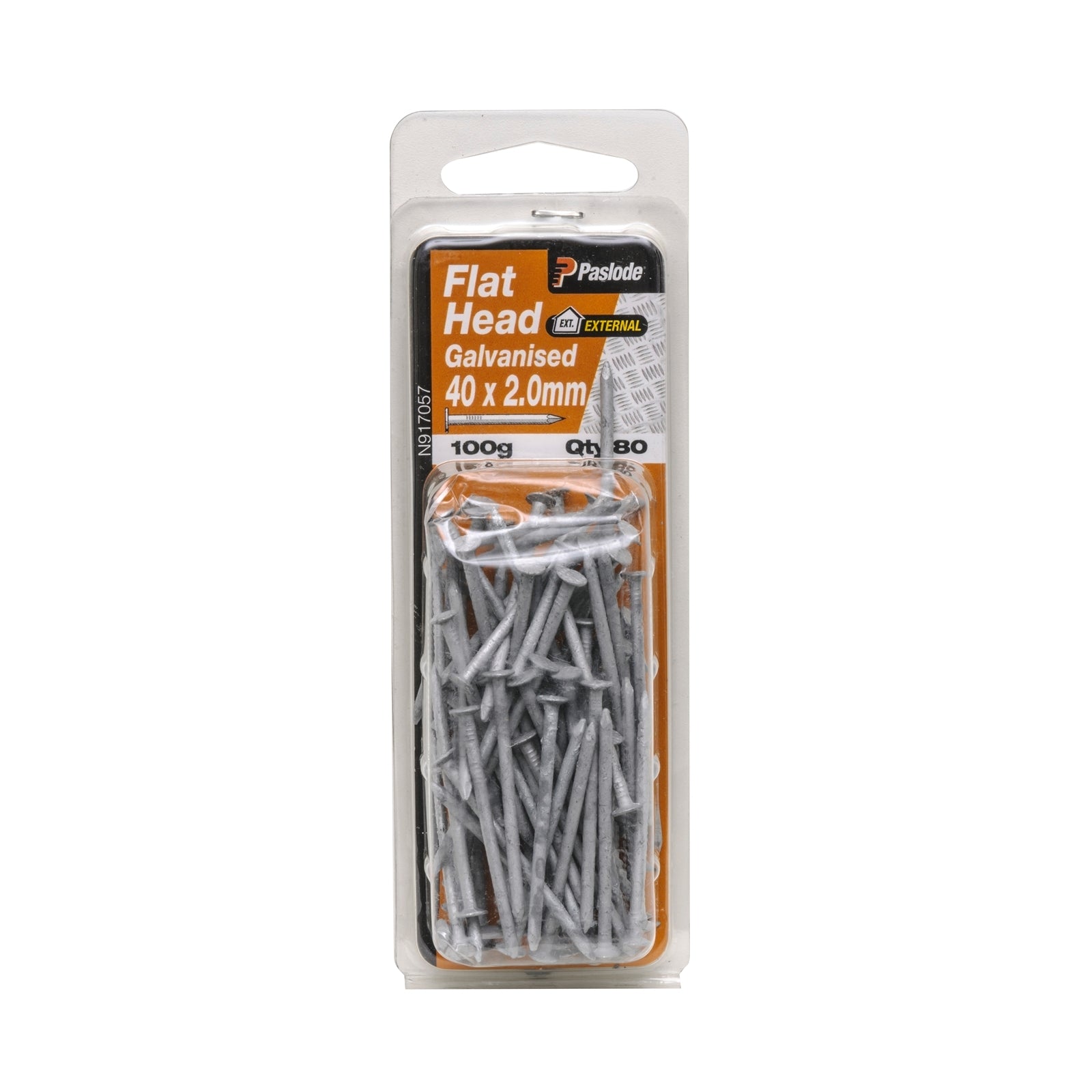 Paslode Galvanised Flat Head Nails 40 x 2.0mm 100g - 80 Pack