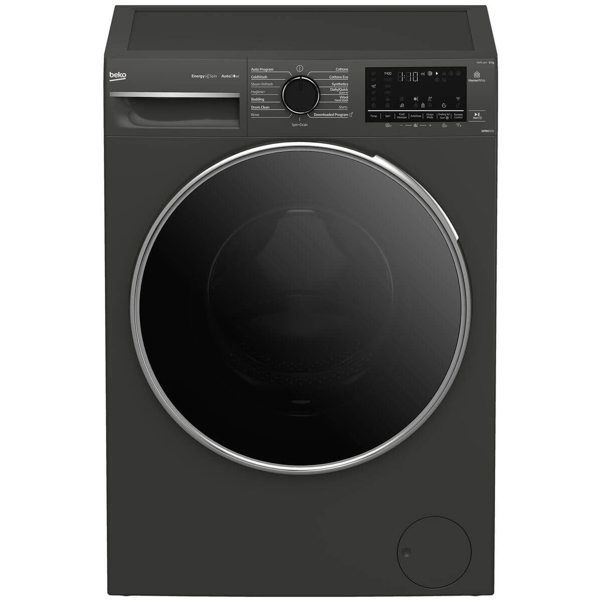 Beko 12kg Front Load Washing Machine - Graphite, AutoDose, SteamCure, ColdWash, HomeWhiz - BFLB123ADG