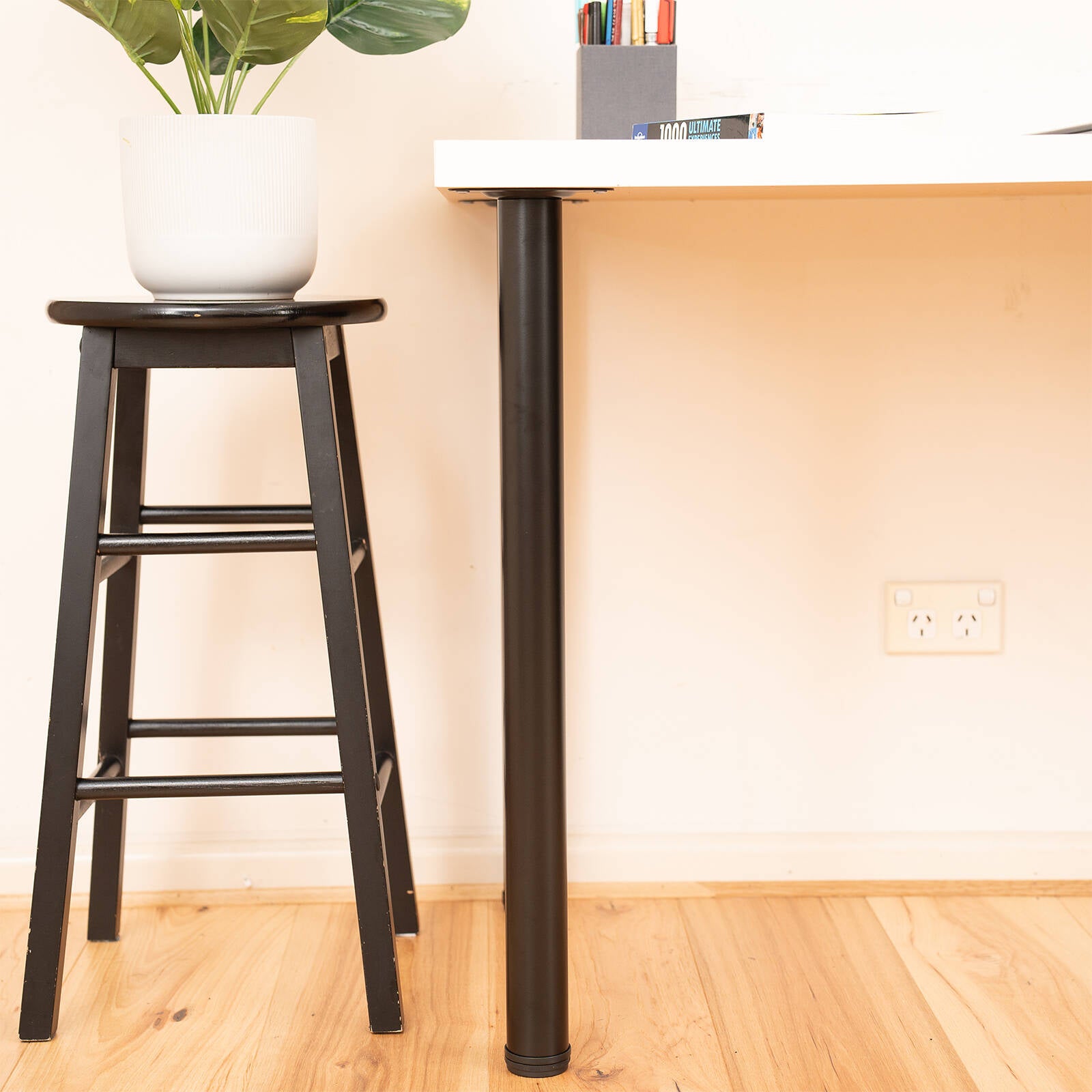 Taskmaster 700 x 50mm Black Steel Table Leg Matte Black