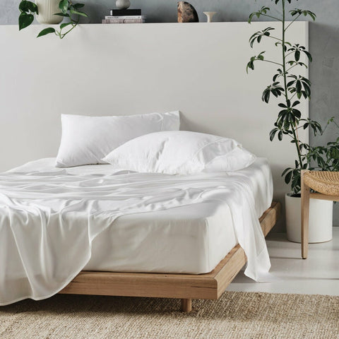 Linen House Tencel King Sheet Set - 375 Thread Count, Tencel Lyocell Fibres, White - 01710F397