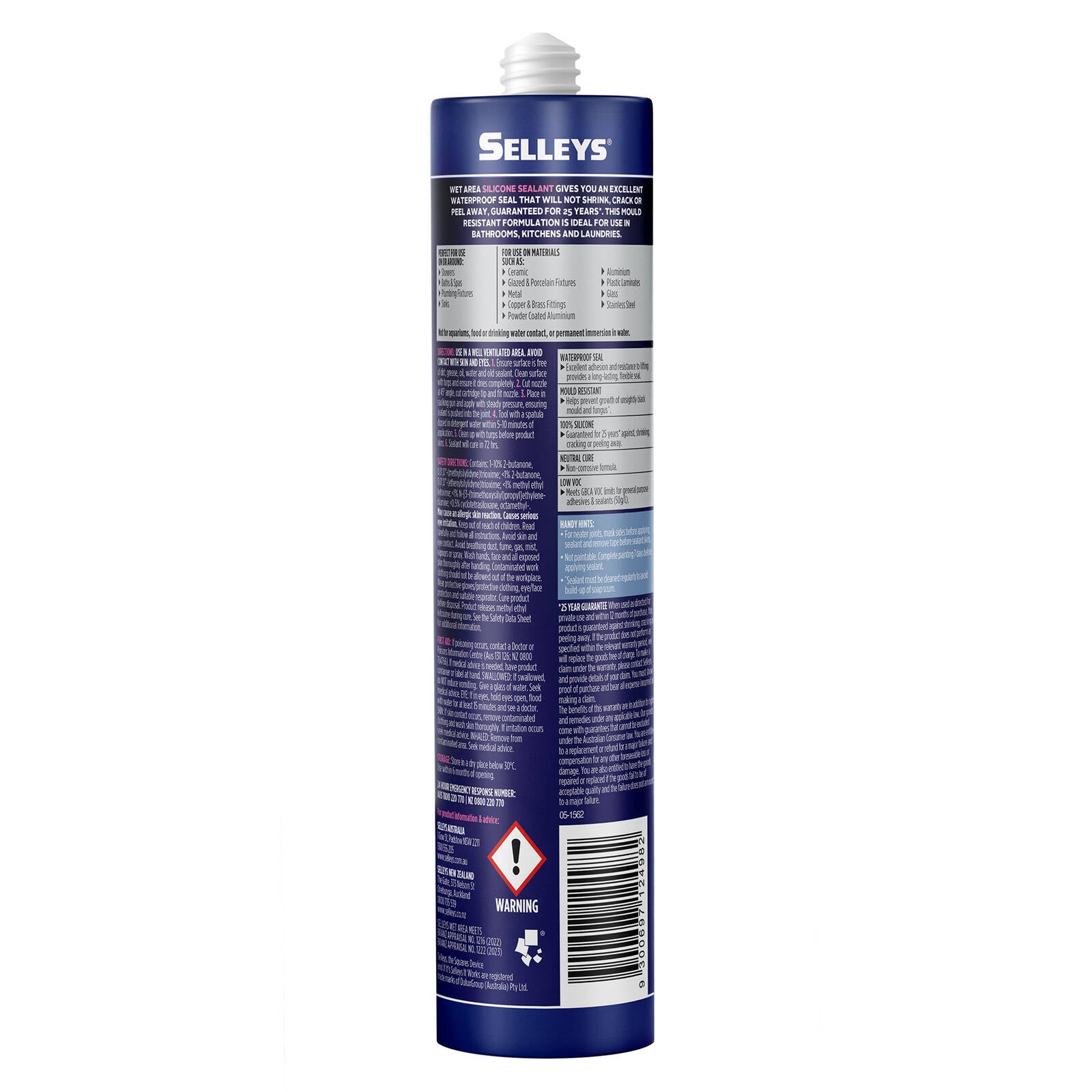 Selleys Wet Area Waterproof Silicone Sealant 300g Light Grey - For Bathrooms, Kitchens & Laundries