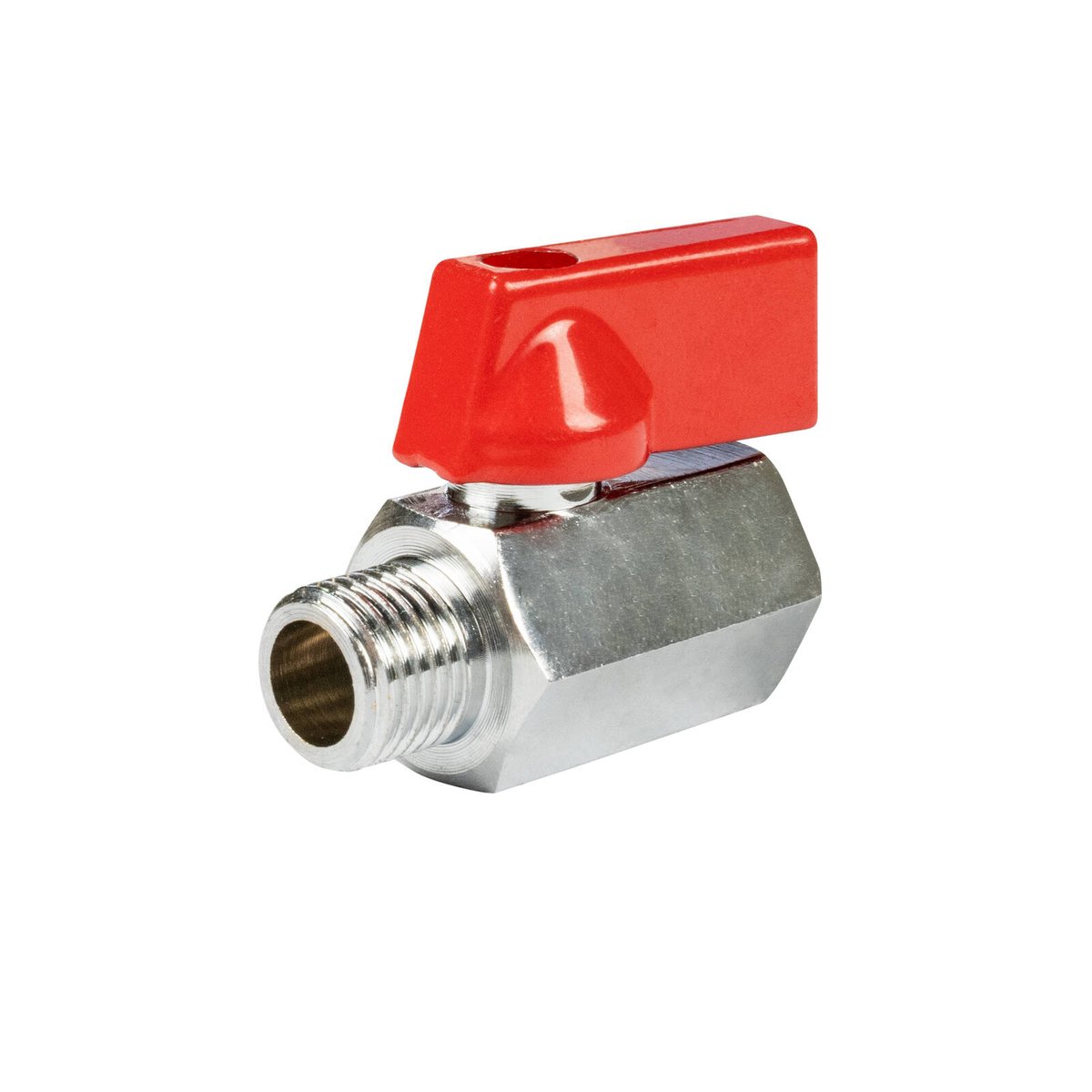 JFLEX Mini Ball Valve 1/4" BSP Male & Female, Nickel-Plated Brass