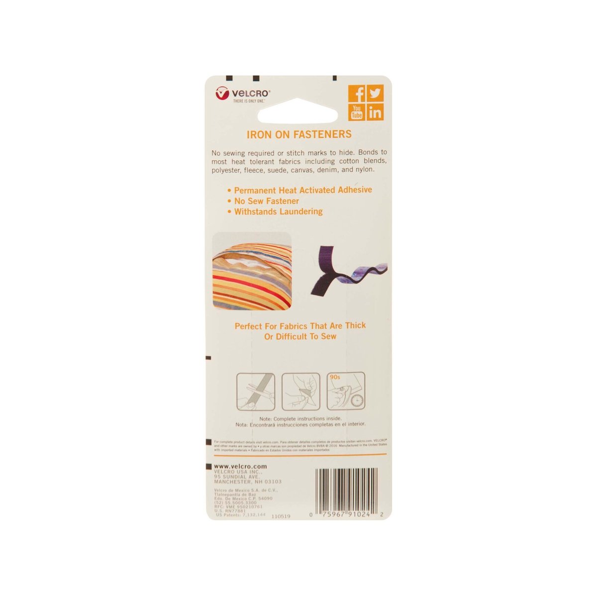 Velcro Brand Iron On Fastener - 609mm x 19mm Roll - Black - Washable - SuperSaverAU - view 2