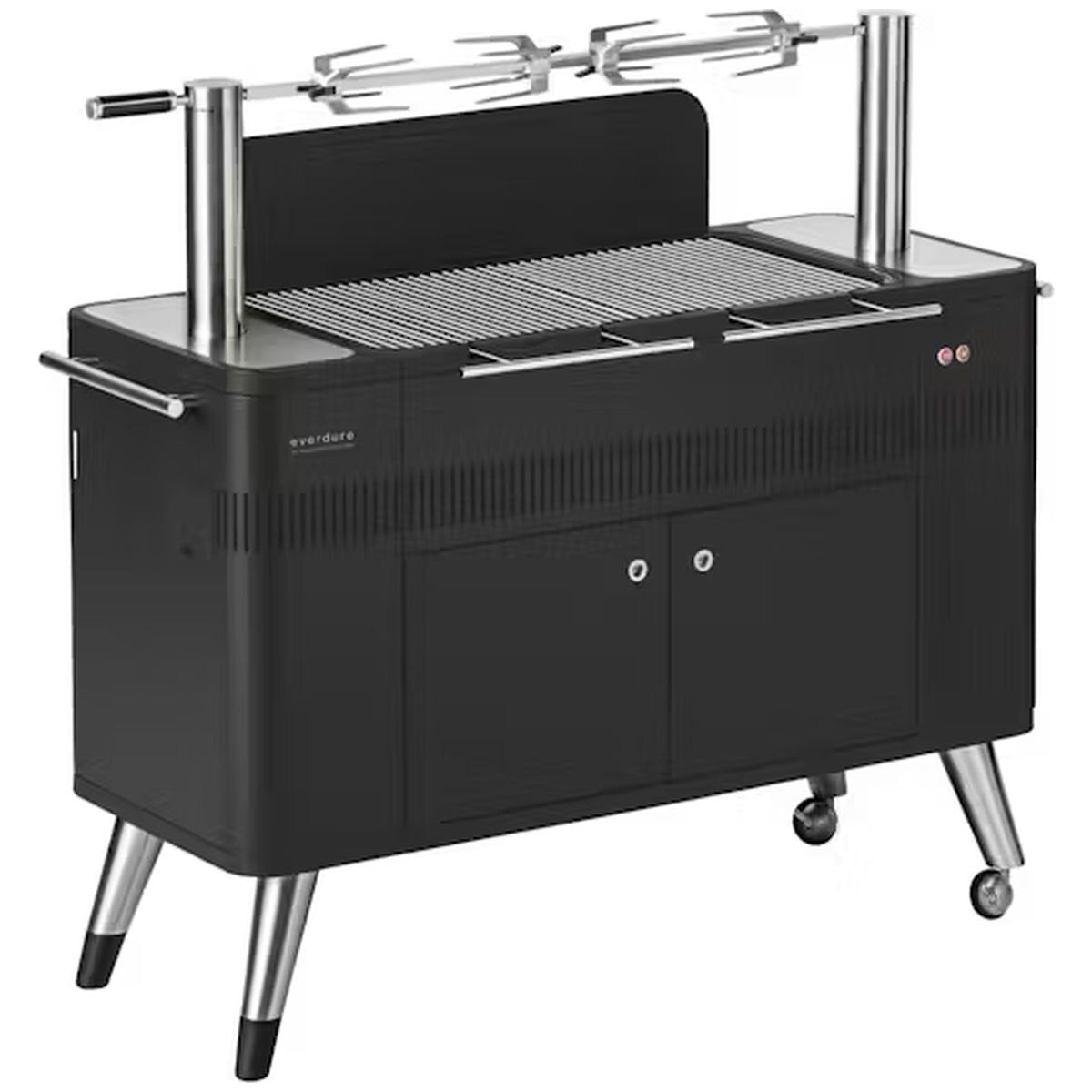 Everdure by Heston Blumenthal Hub Charcoal BBQ with Rotisserie - Black Cabinet, Fast Flame Ignition - HBCE2BB