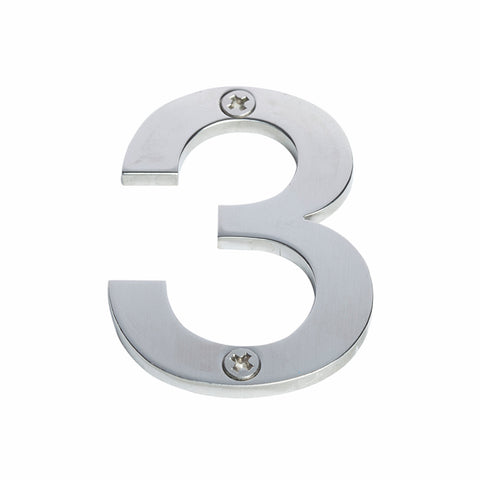 Sandleford 60mm Brushed Stainless Steel House Number 3 - Weather Resistant