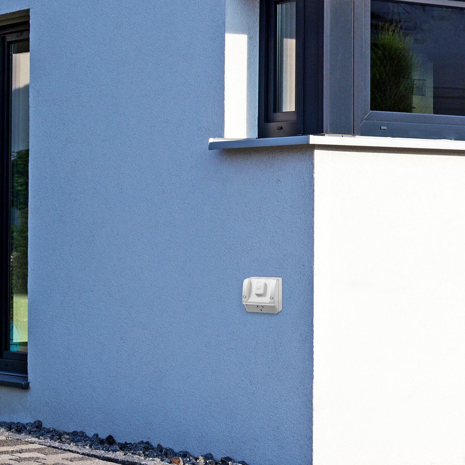 DETA Single Outlet Outdoor Powerpoint, 250V 15A, White Polycarbonate, IP54