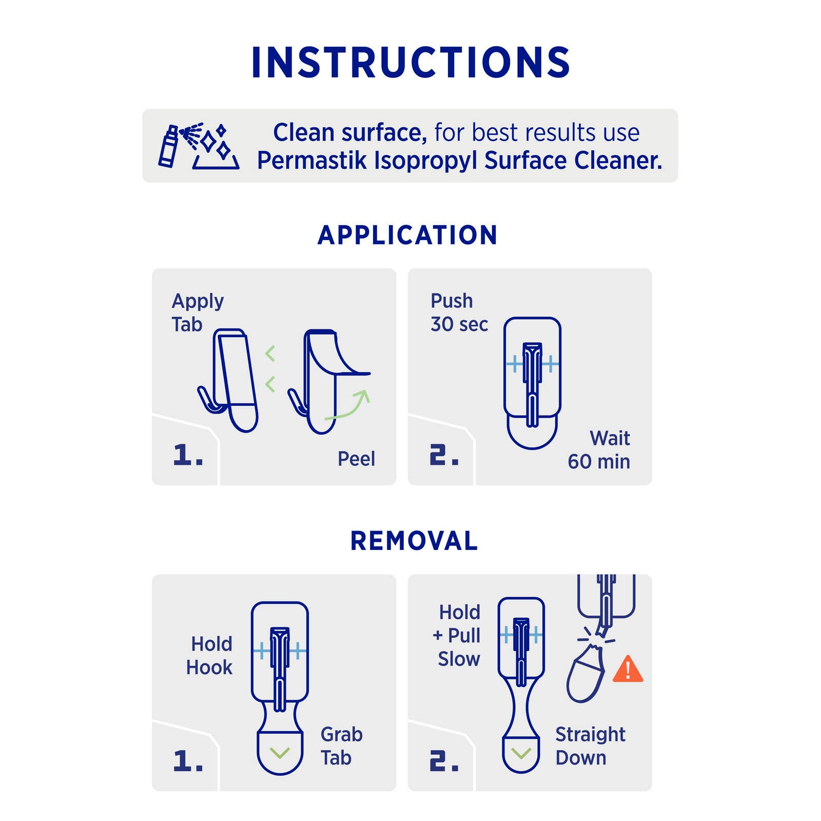 Permastik Small Clear Kitchen Hooks - 30 Pack, Holds 500g