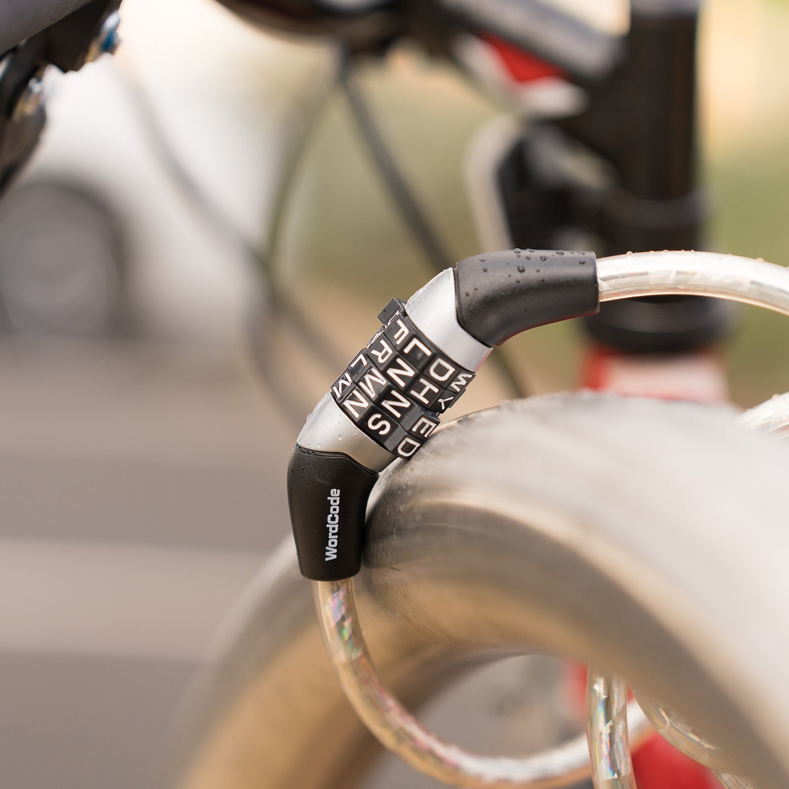 Wordcode 8mm x 1.52m Silver Steel Braided Cable Combination Bike Lock