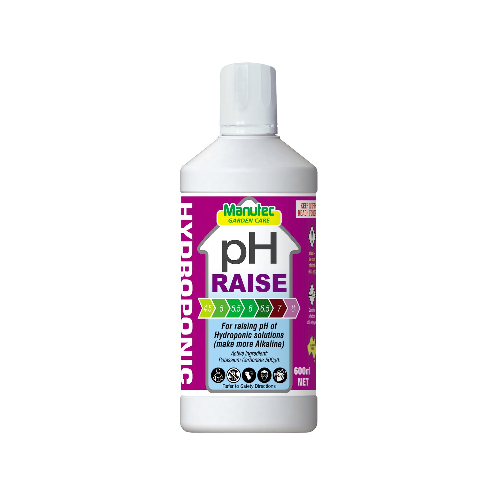 Manutec 600ml Hydroponic pH Raise Alkaline Liquid