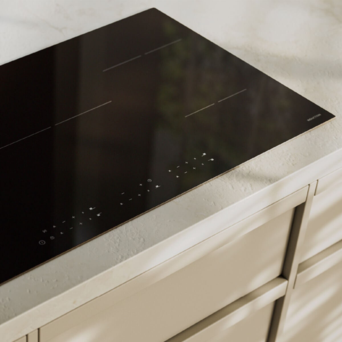 Haier 90cm 300 Series induction cooktop - five cook zones - black glass - touch controls - HCI905TB4