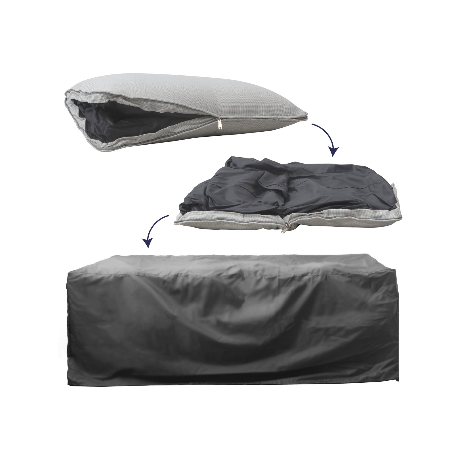 Cushion-to-Cover 3 Seater Furniture Cover with 61 x 35cm Oatmeal Outdoor Cushion