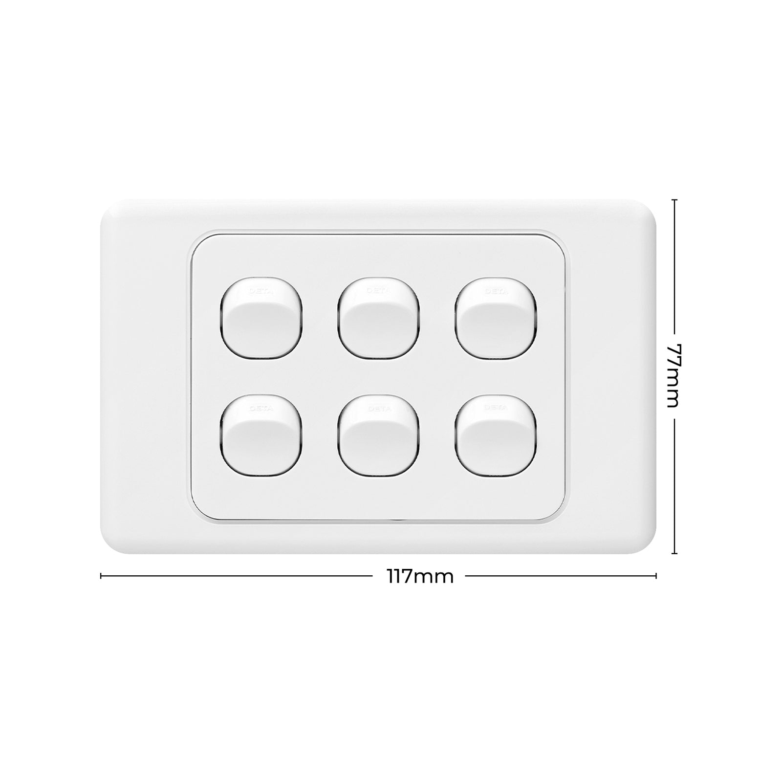 DETA Six Gang Switch 6 Gang White Polycarbonate 240V