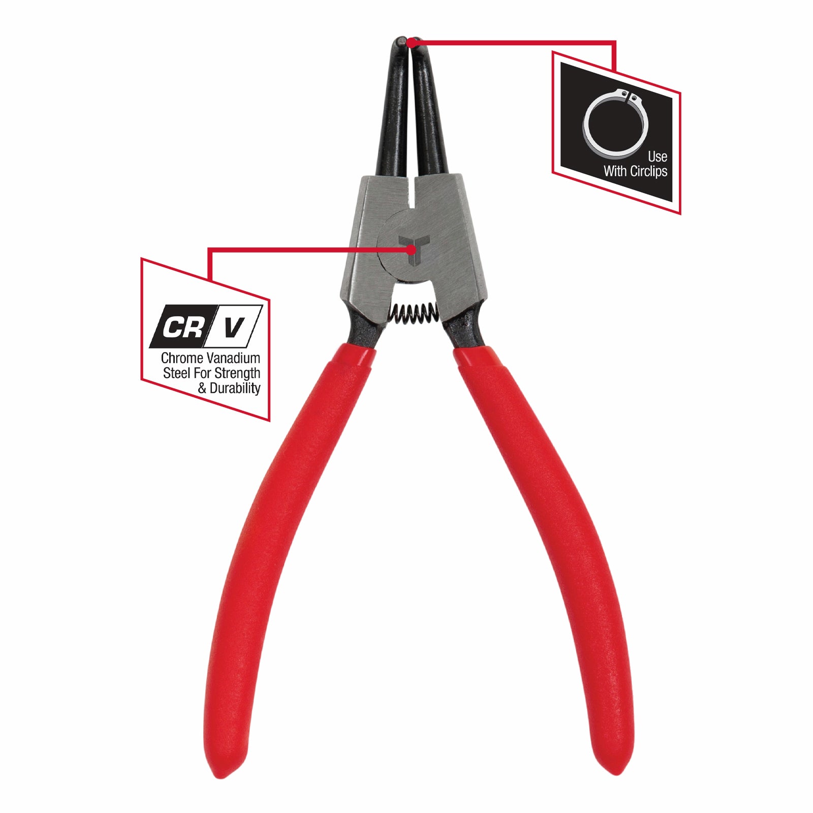 Trojan 175mm External Bent Circlip Plier Red and Black CRV