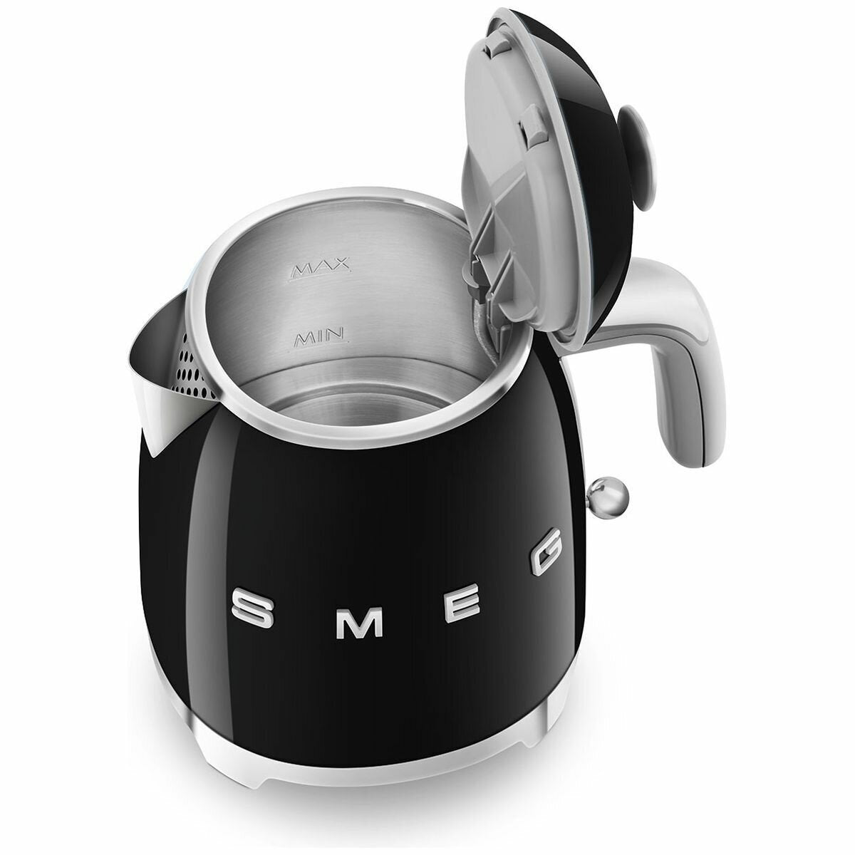 Smeg 50s Retro Style 800mL Mini Electric Kettle - Black, 1400W, Double Wall - KLF05BLAU