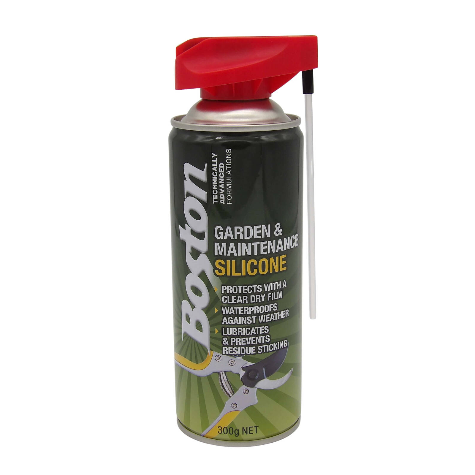 Boston Garden Maintenance Silicone Spray 300g Aerosol Lubricant with 2-Way Nozzle