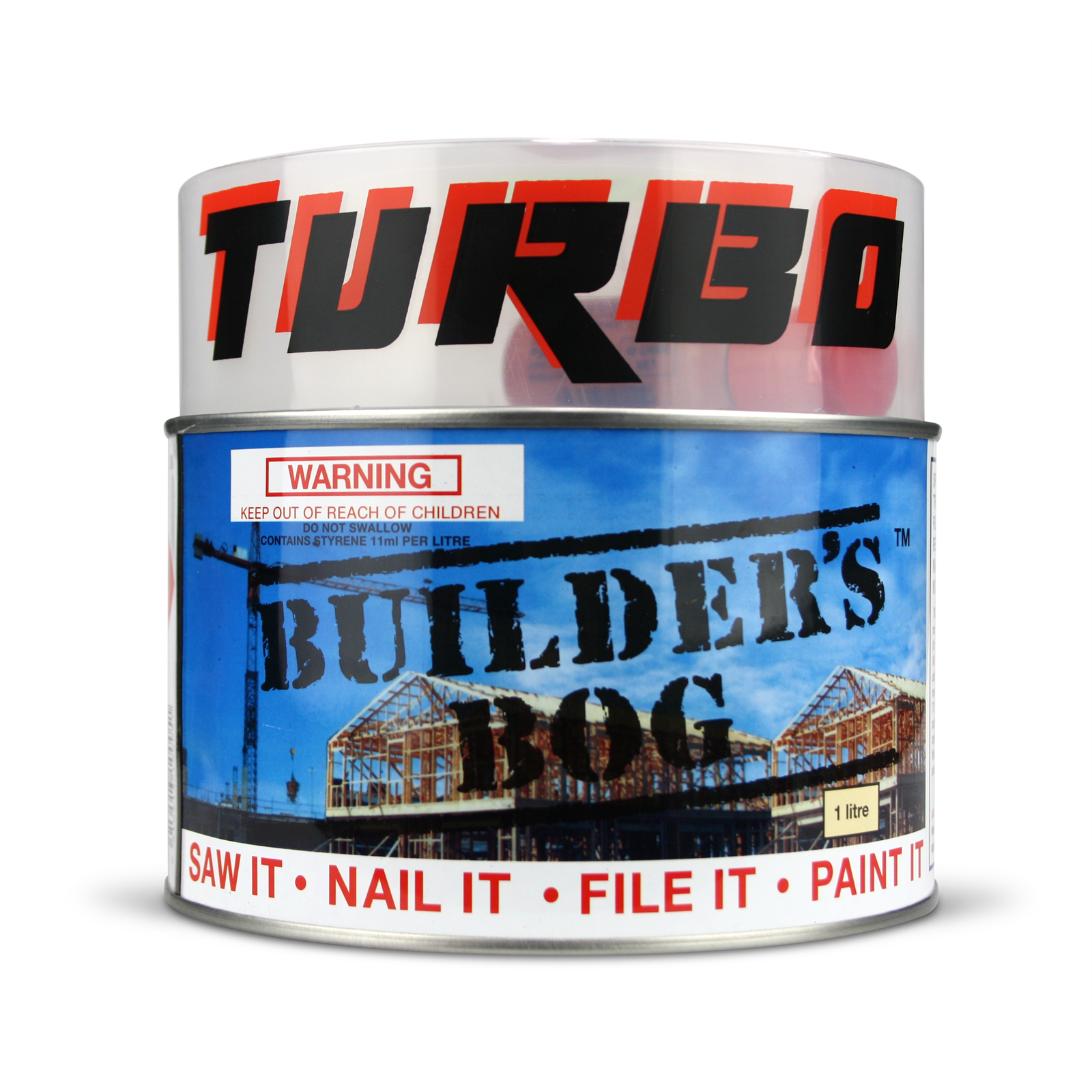 Turbo 1L Builder's Bog Polyester Filler, Paintable, Stainable, UV Resistant, Beige