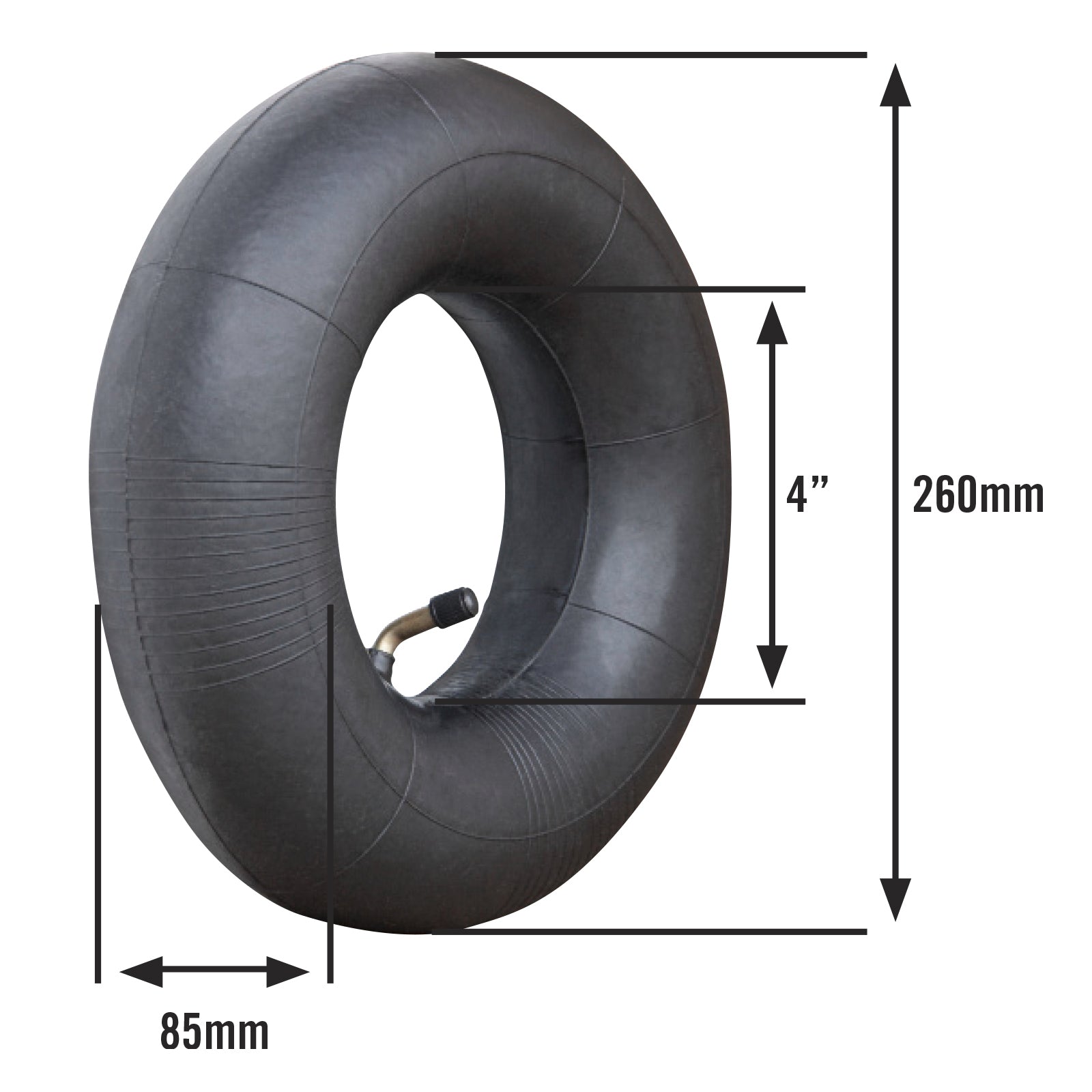 Sherlock Medium Trolley Wheel Inner Tube, 4.10/3.50-4, Rubber