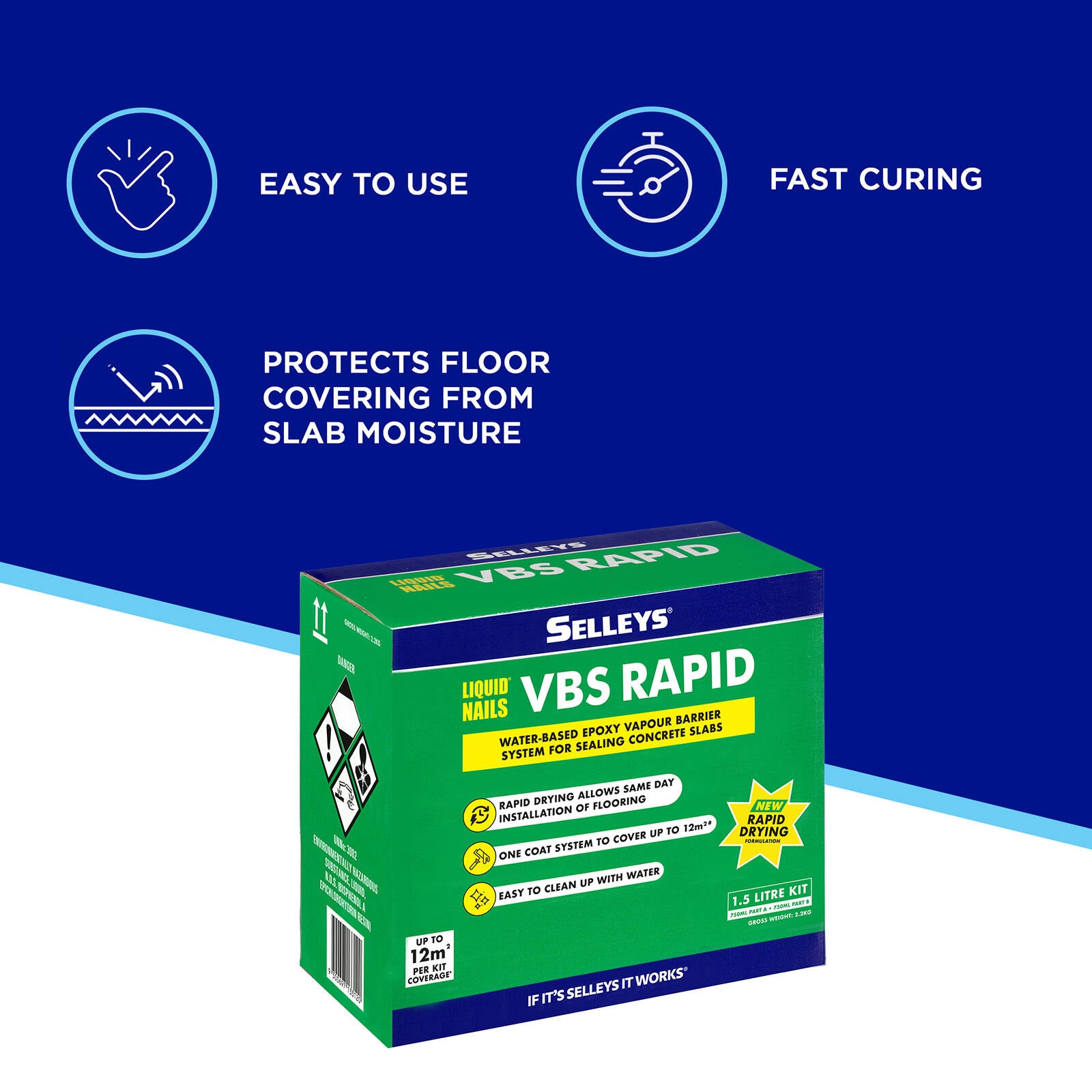 Selleys Liquid Nails VBS Rapid 1.5L - Fast-Grab Construction Adhesive