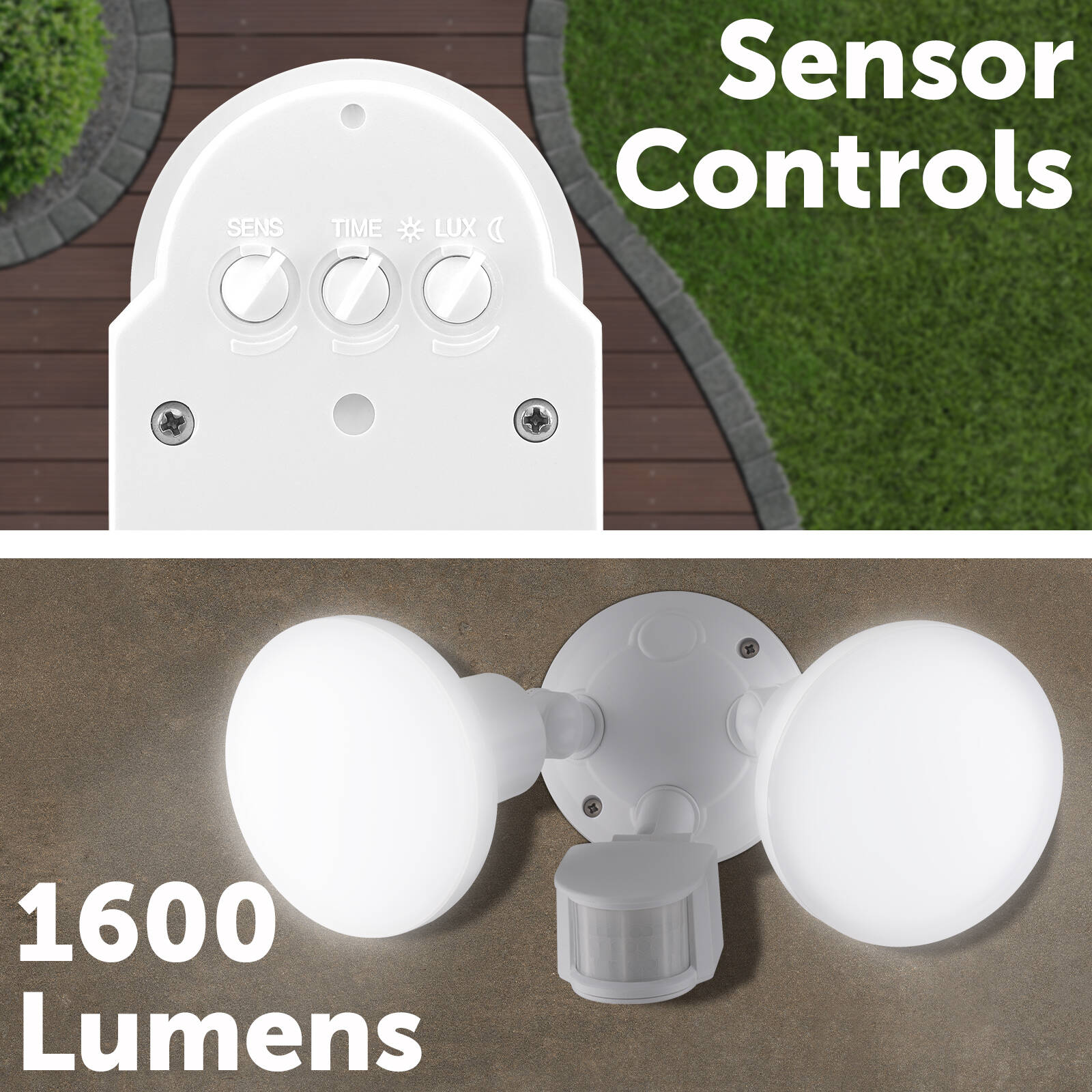 Arlec 20W LED Twin Security Floodlight with Motion Sensor, IP-Rated, White MAL404