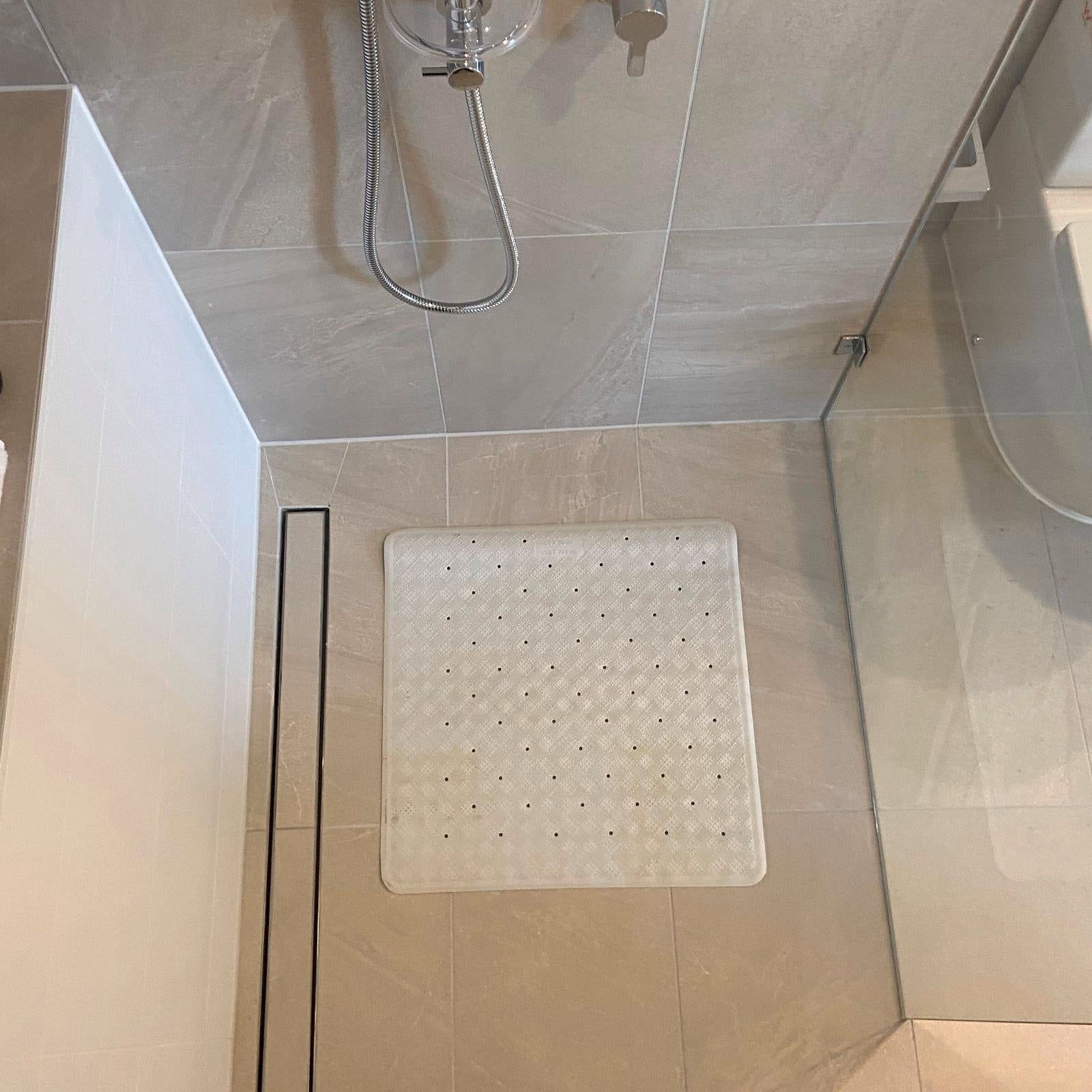 Barelli 53 x 53cm White Rubber Non-Slip Square Bath Mat Suction Cup