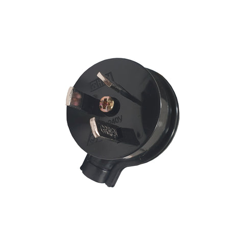HPM 10Amp Black PVC 3-Pin Side Entry Plug Top CD106/1BL