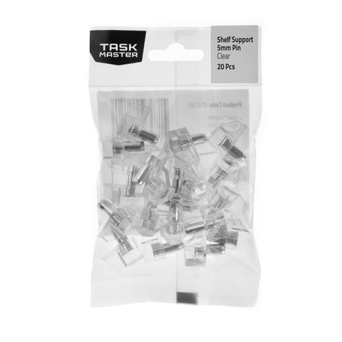Taskmaster 5mm Pin Clear Plastic Shelf Support 20 Pack