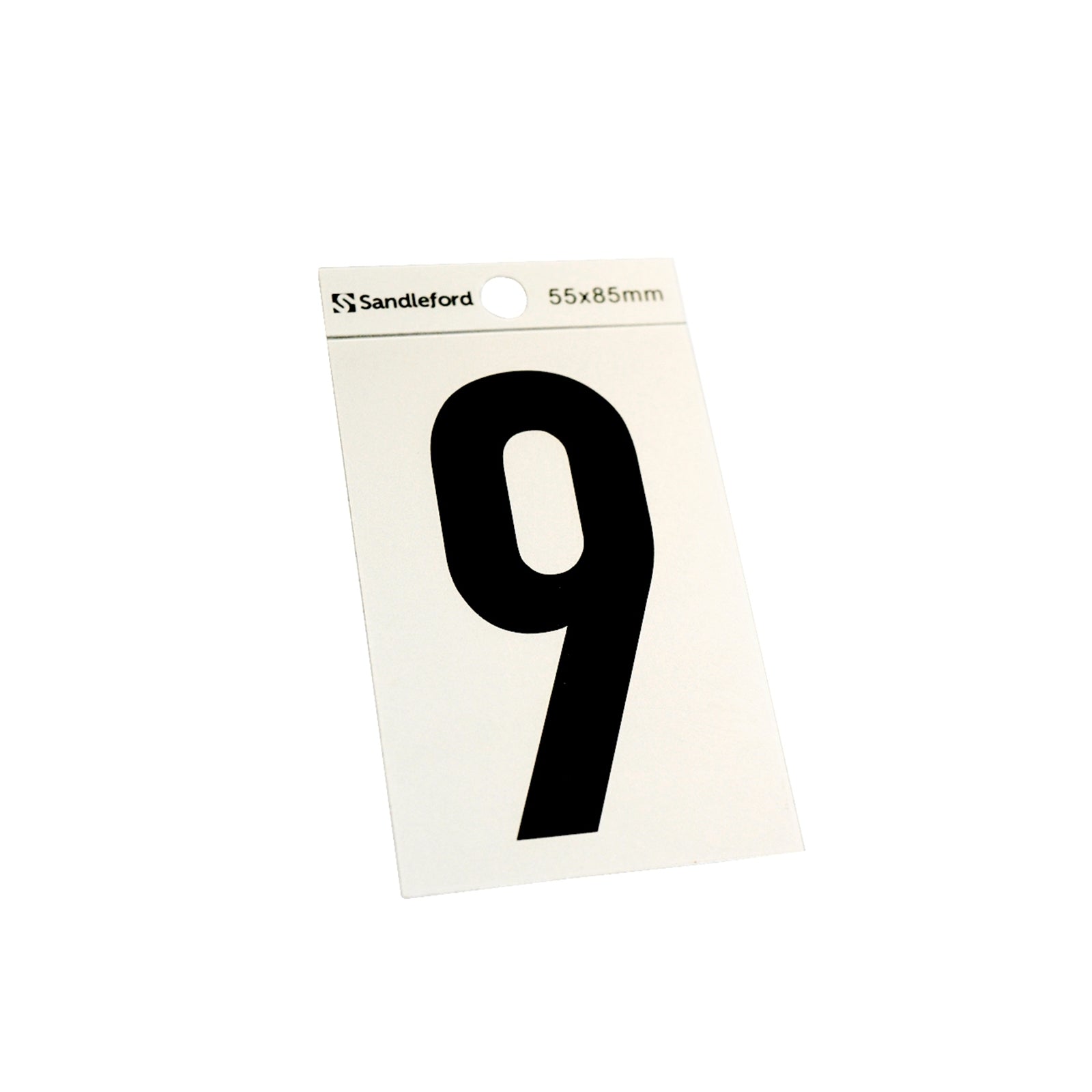 Sandleford 85mm Silver/Black Self Adhesive House Number 9