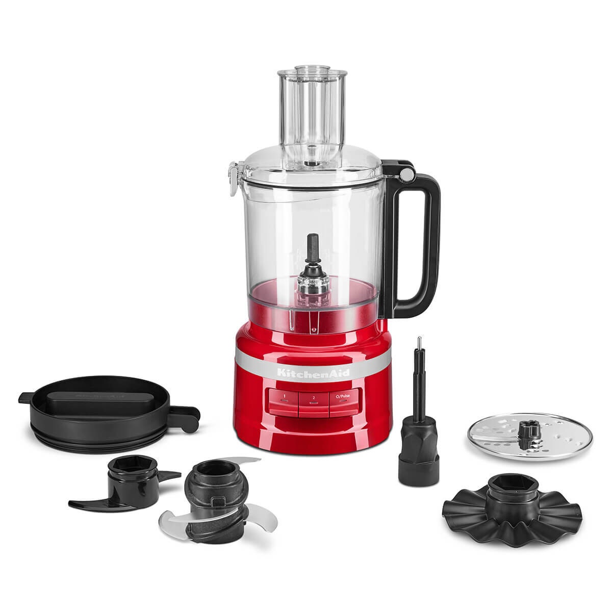 KitchenAid 9 cup food processor - 250W, whisk, four blade, refrigerator lid, Empire red - 5KFP0921AER