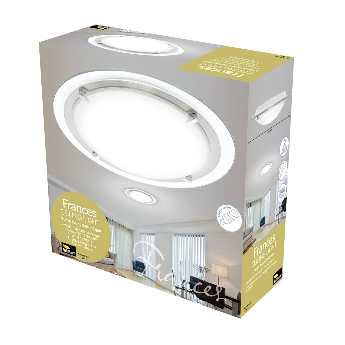 Brilliant Frances Ceiling Light 32cm Glass Metal Energy Saving - SuperSaverAU - view 4