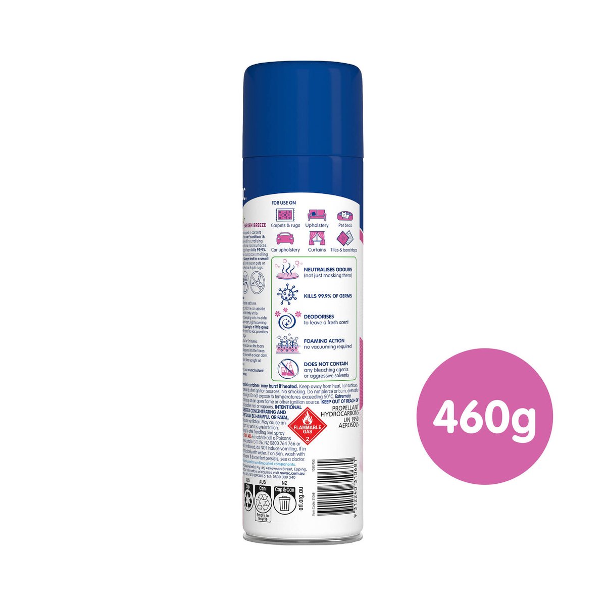 No Vac 460g Garden Breeze Foaming Carpet & Fabric Sanitiser & Deodoriser