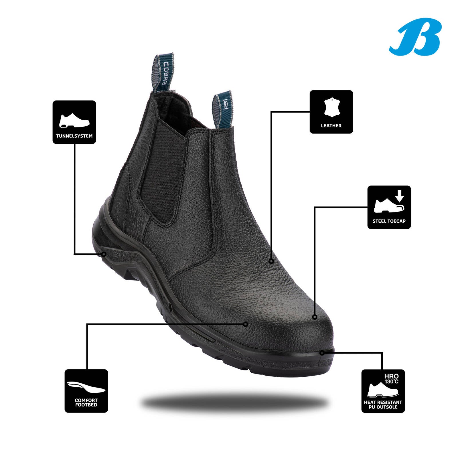 Bata Men's Black Cobra Pull On Safety Boot UK Size 10