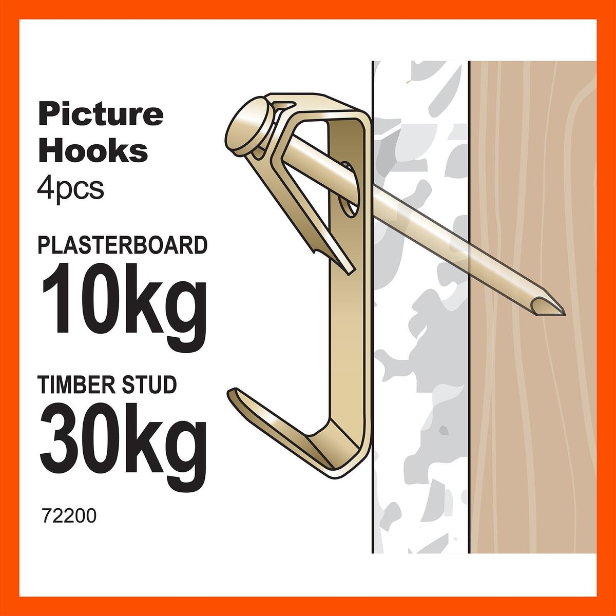 Everhang Picture Hanging - 30kg - Brass Plated - Heavy Duty - 4 Pack - SuperSaverAU - view 3