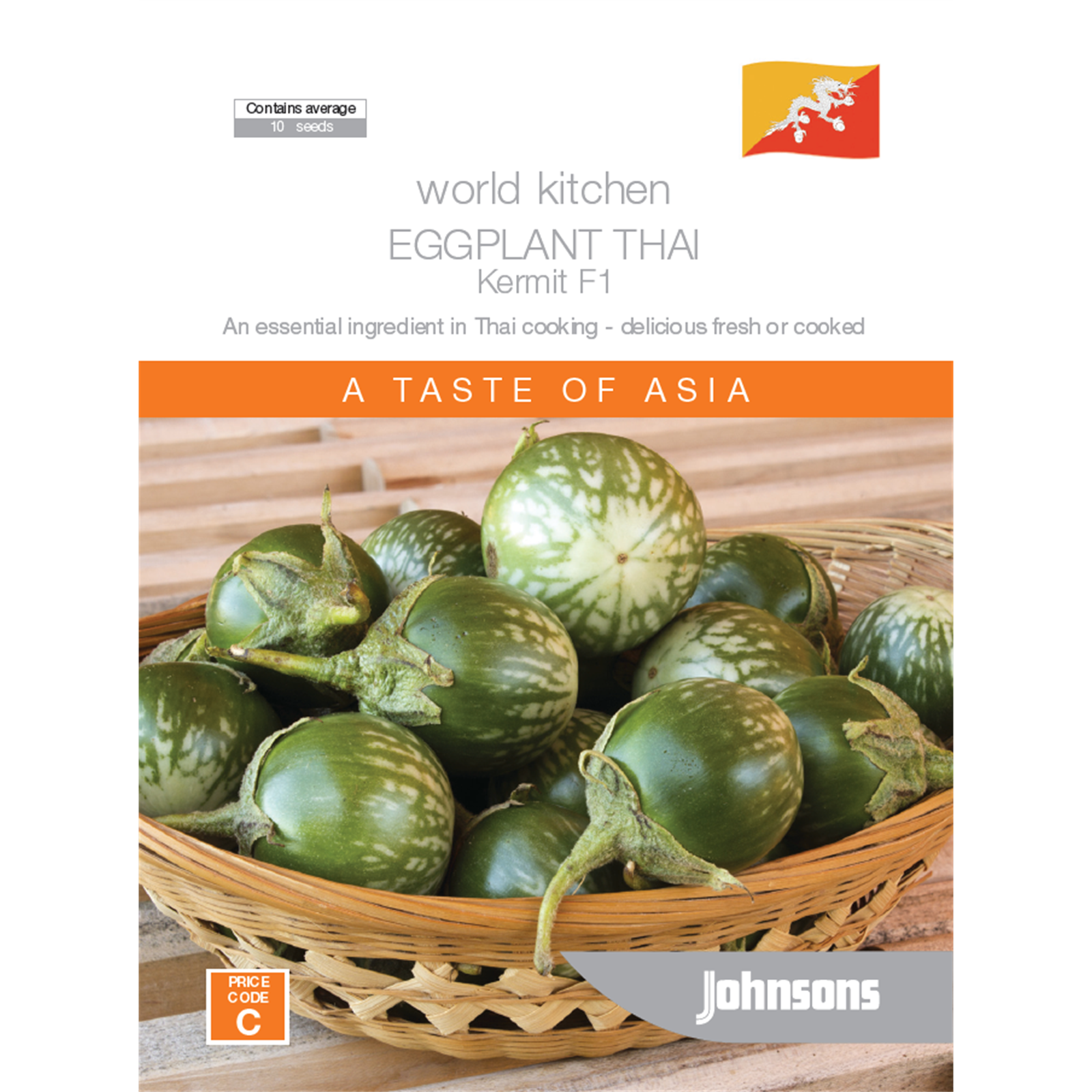 Johnsons Thai Cherry Eggplant Vegetable Seeds, Golf-Ball Fruit for Curries & Stir-Fries, Sun or Part Shade