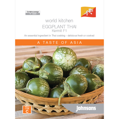 Johnsons Thai Cherry Eggplant Vegetable Seeds, Golf-Ball Fruit for Curries & Stir-Fries, Sun or Part Shade