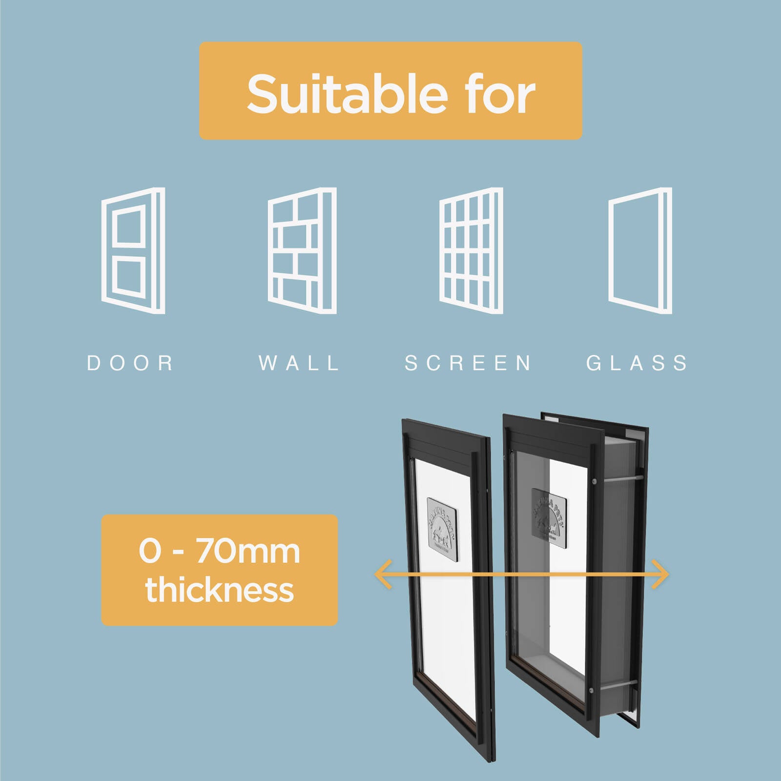 Hakuna Pets Large Black Deluxe Aluminium Pet Door