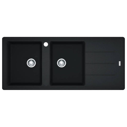 Franke Basis double bowl topmount sink - right hand drainer - Onyx Fragranite - BFG621ONRHD-B