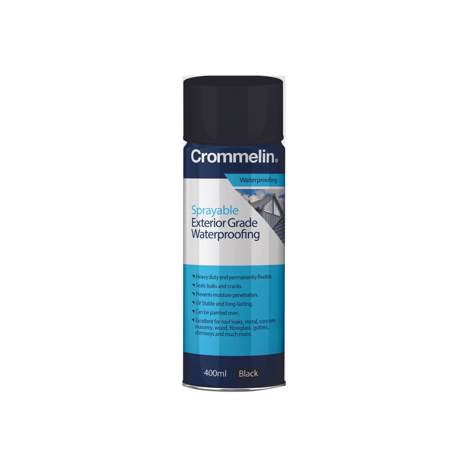 Crommelin 400ml Black Sprayable Exterior Grade Waterproofing