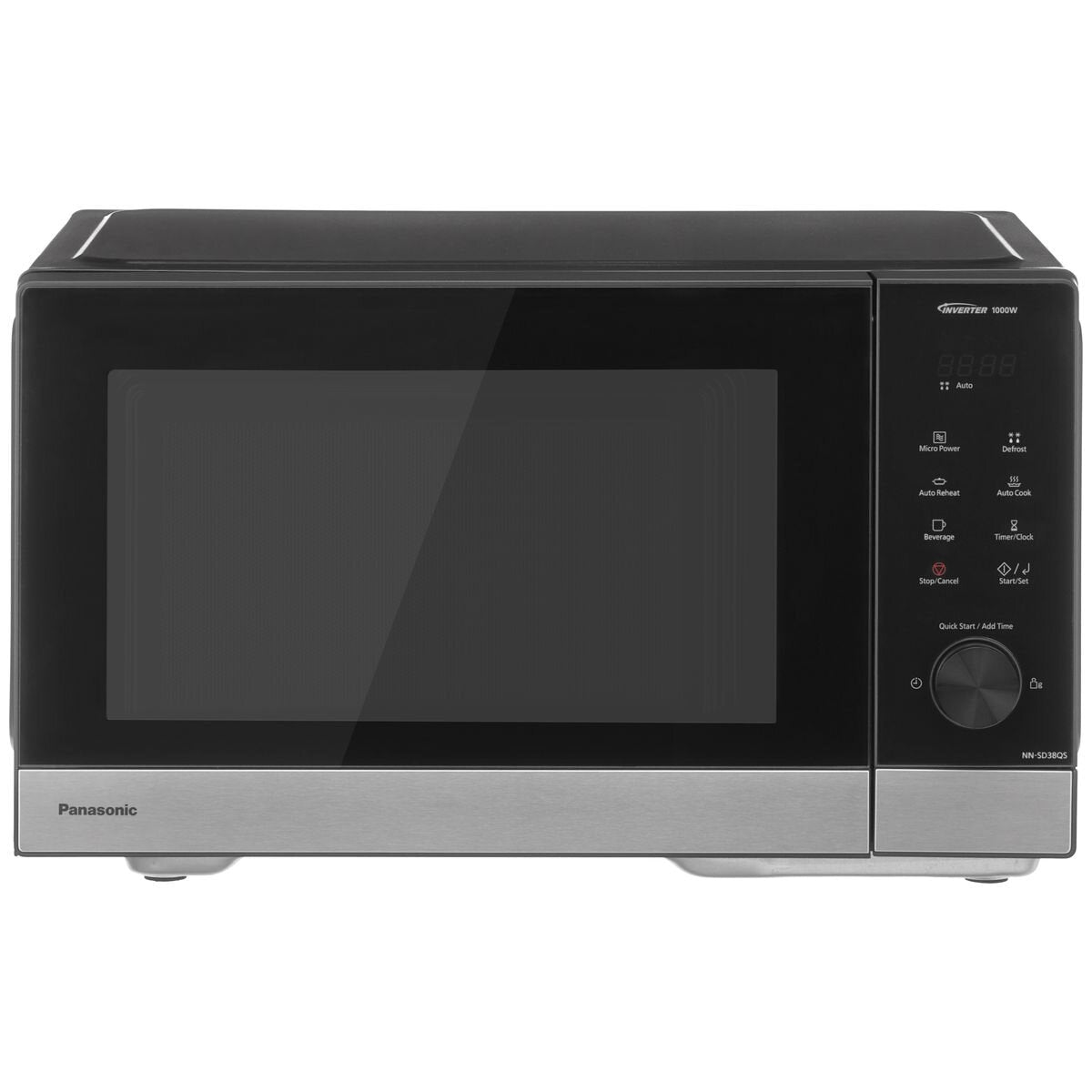 Panasonic 29L inverter microwave oven - 1000W, black with stainless steel trim, 17 auto menus - NN-SD38QSQPQ