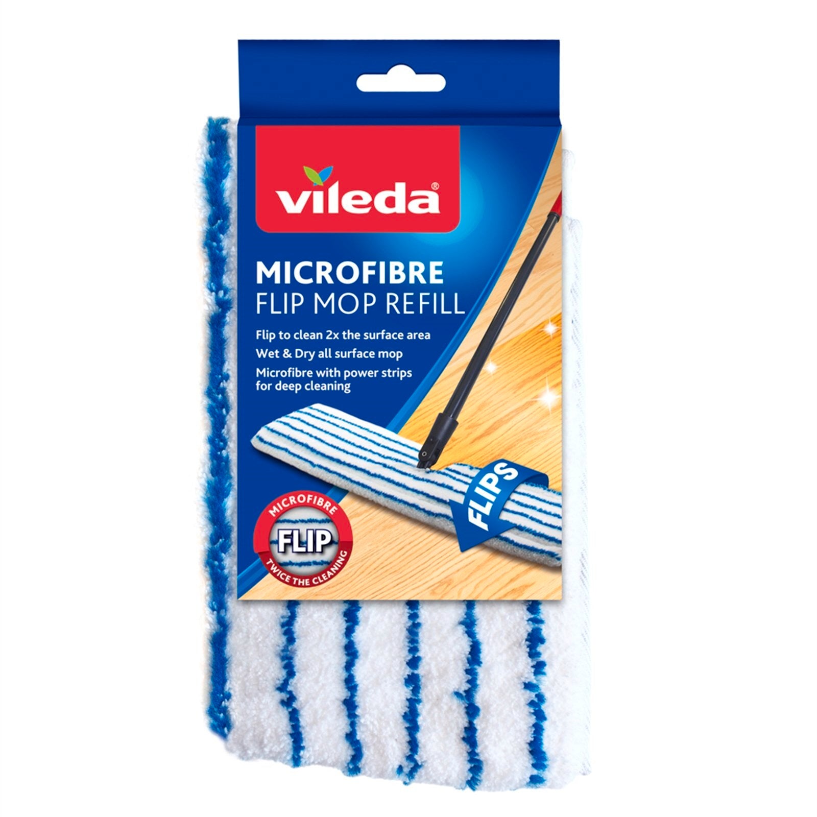 Vileda Microfibre Flip Flat Mop Refill Wet and Dry Use